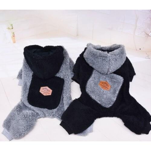 S-2XL Plush Pet Dog Jumpsuits Clothing Winter Warm Pet Hooded Four-legged Clothes for Chihuahua Yorkshire Pet Puppy Dog Outfits