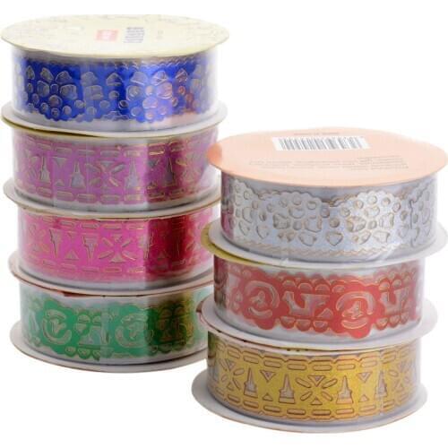 1pc 1m Kawaii Shiny Lace Tape Christmas Party Wedding Home Ornament Scrapbooking Card Adhesive Paper Sticker DIY Craft Gift Hot