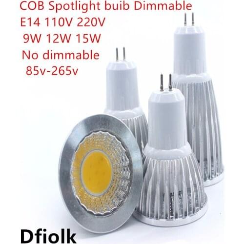 1Pcs New High Power Lampada Led GU5.3 COB 9w 12w 15w Dimmable Led Cob Spotlight Warm Cool White Bulb Lamp GU 5.3 110V 220V