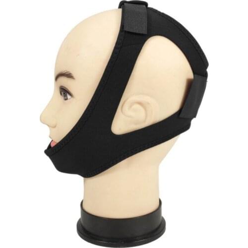 1pc Anti-snoring Belt Chin Dislocation Fixed Headband Edging Sports Safety Recover Shin Guard Solid Black Triangular