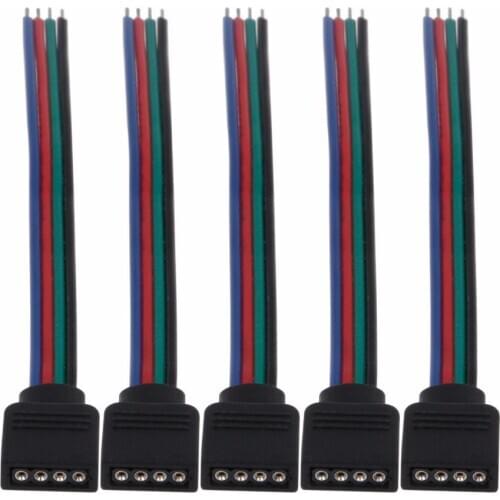 Free shipping 10/20/50/100 pcs/lot 4 pin Female plug RGB Connector Cable For SMD 3528 5050 RGB LED Strip Lighting