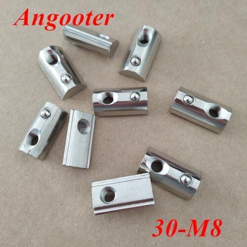 100pcs M8 T Spring Nuts 30-M8 Half Round Elasticity Nuts for 3030 Aluminum Profile Extrusion