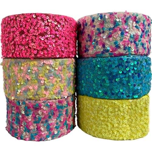 20 yards/lot) New colors 3" 75MM tulle sequin ribbons for hair bows
