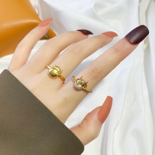 2021 New Year Little Taurus Ring Female Sand Gold Zodiac Ox Zodiac Year Transfer Ring Fashion Trend Open Ring