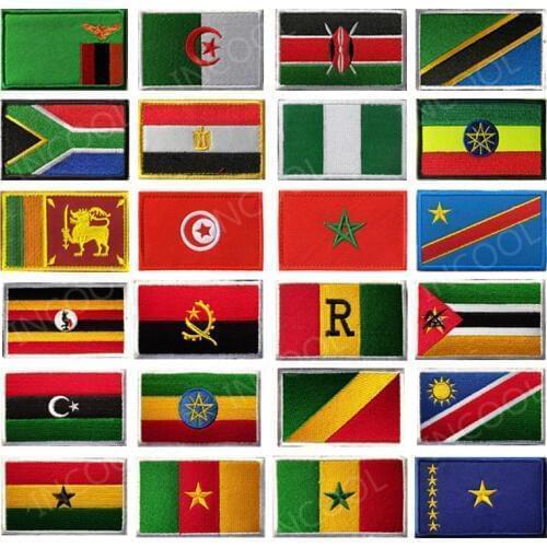 South Africa Egypt Kenya Algeria Nigeria Angola Tunisia Morocco Sudan Malta Flags Embroidered Patches Emblem Appliques 3D Badges