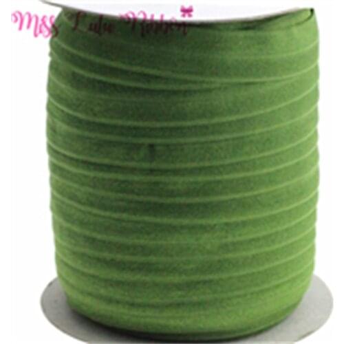 5/8"16mm Color Moss fold over elastic ribbon solid matt webbing handmade hair bows headband gift wrap decorations 50 yards