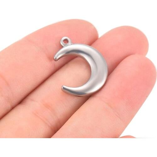 5pcs 16X21mm Stainless Steel Tiny Moon Jewelry DIY Charms Pendant Necklace earring Bracelet Making Supplies