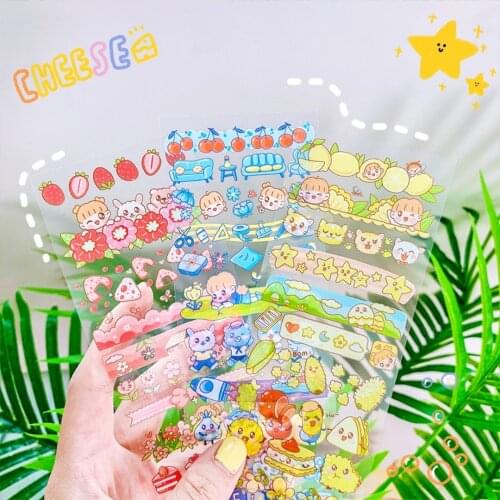 Girl Heart Cartoon PET Sticker Water Transparent Cup Decoration Cute Shape Diy Long Hand Account Material Korean Stationery