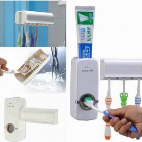 Free Shipping Bathroom Toothbrush Holder Stand Auto Automatic Toothpaste Dispenser Squeezer 2 Color for Option