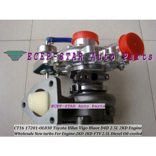 Free Ship CT16 17201-OL030 17201-0L030 Oil Turbo Turbocharger For TOYOTA Hilux Vigo Hiace Hi-lux Hi-ace 2KDFTV 2KD-FTV 2KD 2.5L