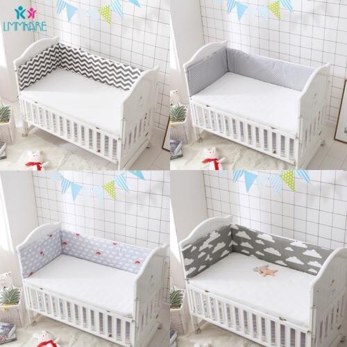 1PCS Grey Wave Dot Cotton Baby Bed Crib Bumpers for Newborn Linen Cot Pad Baby Bed Protector Print Baby Products