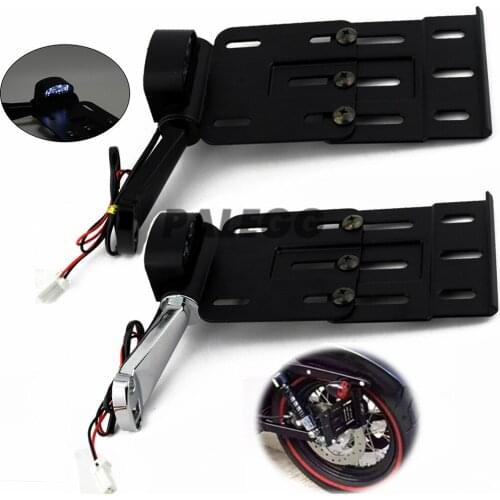 Black Motorcycle Telescopic Folding LED Light Side Mount License Plate For Harley 2004-UP Sportster XL 883 1200 48 Models