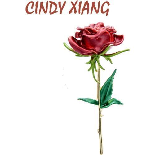 CINDY XIANG Enamel Rose Flower Brooches For Women Lady Fashion Luxury Flower Pin Spring Summer Design 4 Colors Available Gift