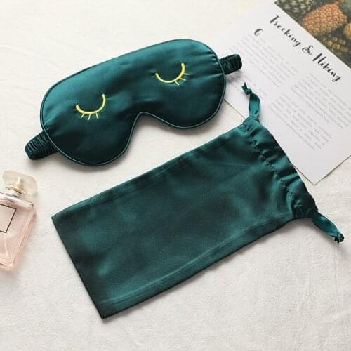 Men Women Embroidery Eye Shade Soft Imitated Silk Sleep Mask Nap Rest Eye Cover Eye Mask for Sleep Block Out Light Blindfold