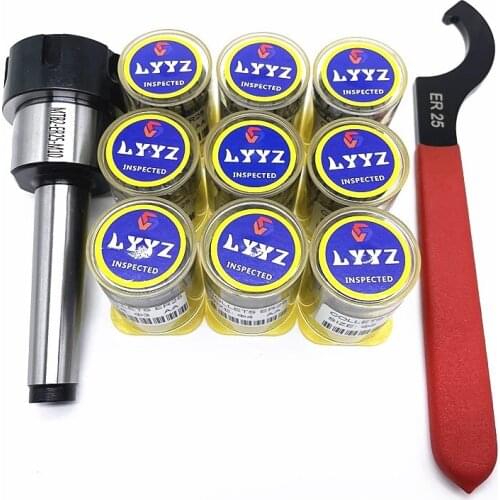 ER25 9PCS High precision 0.008 spring collet +1PCS MT2 or MT3 or MT4 ER25 Morse tool holder + 1PCS ER25 wrench