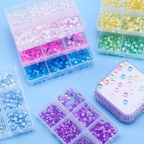 Flatback Rhinestones For Nail Art DIY Crystals Non Hot Fix Glue-on Rhine Nail Art Accessories Color Rhinestone Six Palace Grid