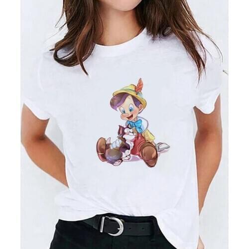 New T Shirt Women Short Sleeve Summer Tops Casual Tee Shirt Homme Harajuku Cute Cat Pinocchio T-shirts Unisex Clothing