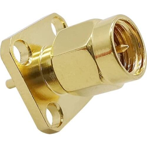 1Pcs RF Coaxial SMA Adapter SMA Male Plug 4 Hole Flange Chassis Panel Mount Short Dielectric Solder Post Terminal Connector