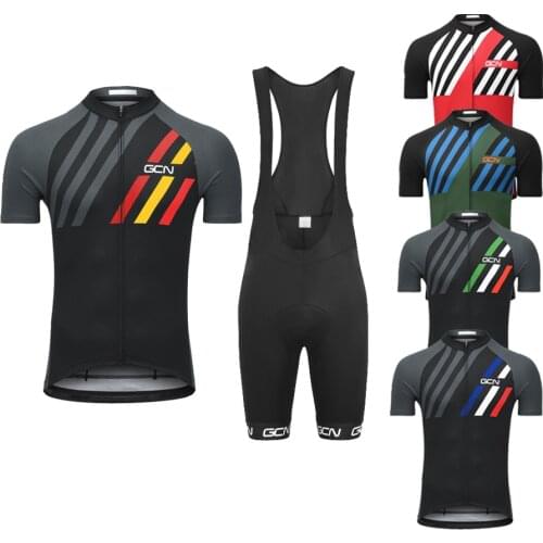 Spain Gcn Men Cycling Jersey Set Black Bib Shorts 9D Gel Pad Bike Wear Clothing Mtb Jersey Short Sleeve Maillot Ciclismo Hombre