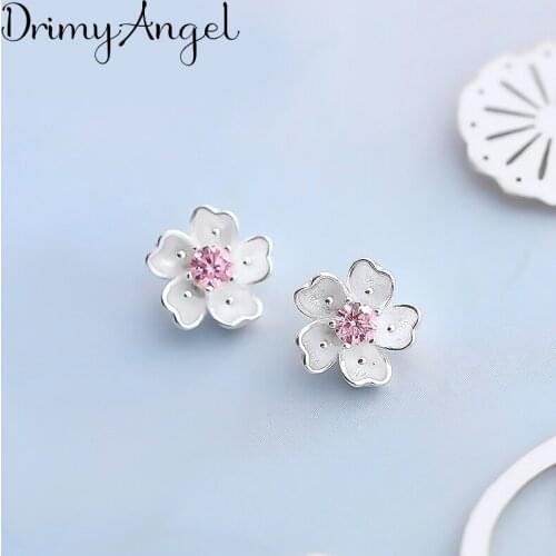 Beautiful Vintage Pink Crystal Flower Stud Earrings For Women Girls Geometric Ear Jewelry Statement Earring Birthday Gifts