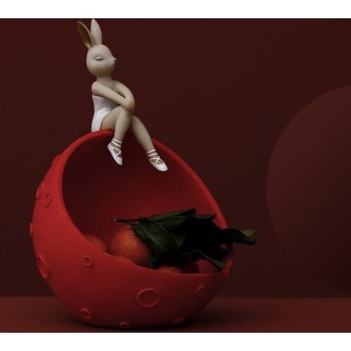 Creative Space Bunny Girl Half Moon Model Dried Fruit Plate Entrance Sundries Storage Decoration Ornament Desktop Storage Tray