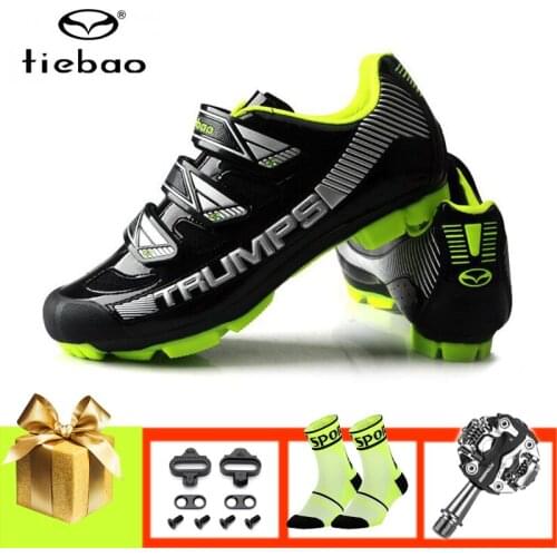 Tiebao mountain bike shoes men women sapatilha ciclismo mtb pedals cycling sneakers breathable self-locking riding bicycle shoes