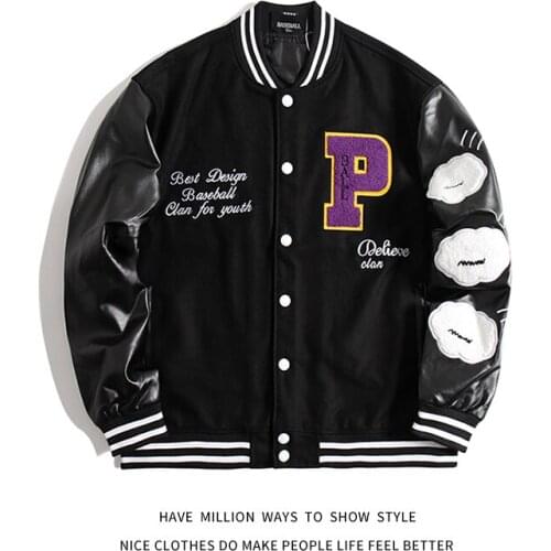 New Arrival Autumn Spring Panda Embroidery Baseball Bomber Jacket Women Varsity Coat Unisex Men Stadium Award Letterman Shirt
