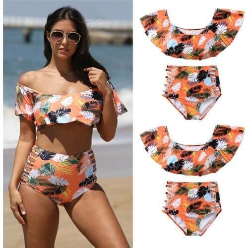 Meihuida Swimwear Beach Bikini Swimwear Women 2019 Summer Women shoulder Swimwear Swimsuit Beachwear Bikini Set Padded Floral