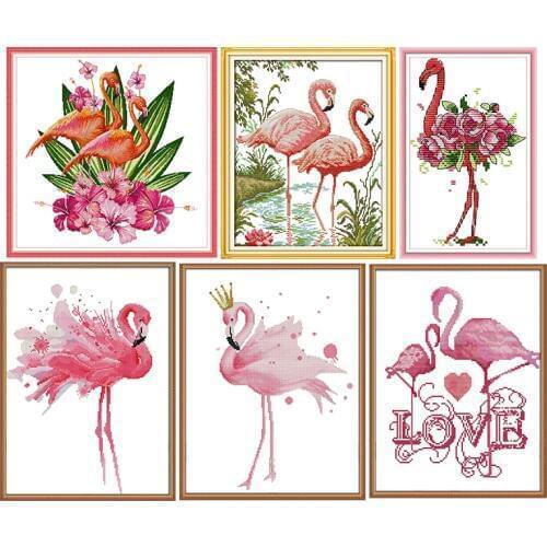 Flamingo series counted cross stitch kits 11CT14CT printed pattern crafts DMC on fabric sewing needlework embroidery sets decor