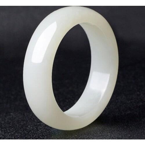 Natural Chinese White Jade Hand Carved 70mm Inner Diameter Round Bar Bracelet Fashion Jewelry Large Bangle for Men and Women