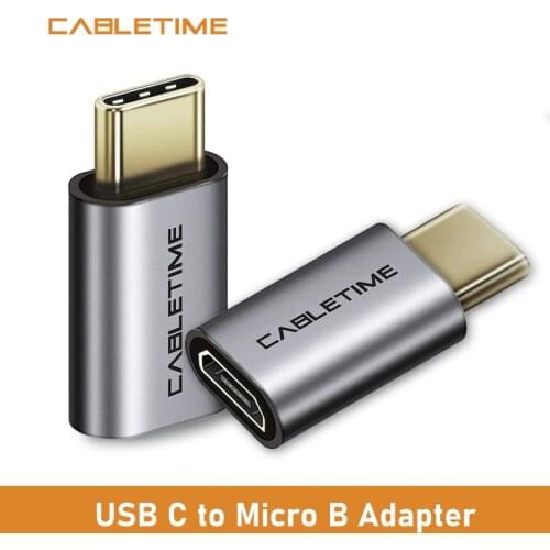Cabletime USB Micro B F to Type C Adapter type C OTG Converter Charging Data Sync Adapter for Mobile Phones Laptops Tablets N210