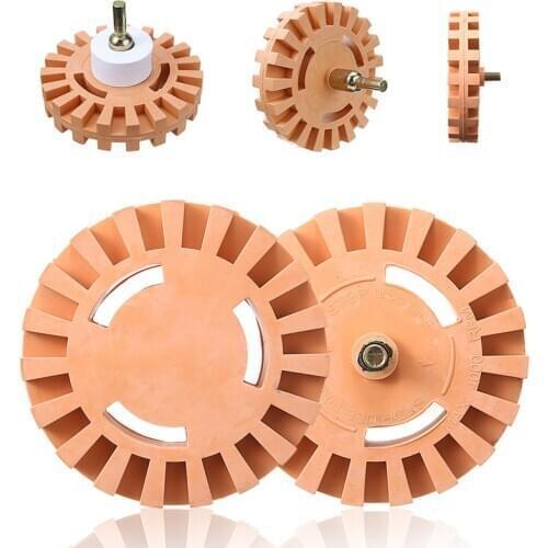 Pneumatic Rubber Eraser Wheel 4'' Car Surface Sticker Decal Labels Cleaning Removal Polishing Wheel With Arbor Adapter