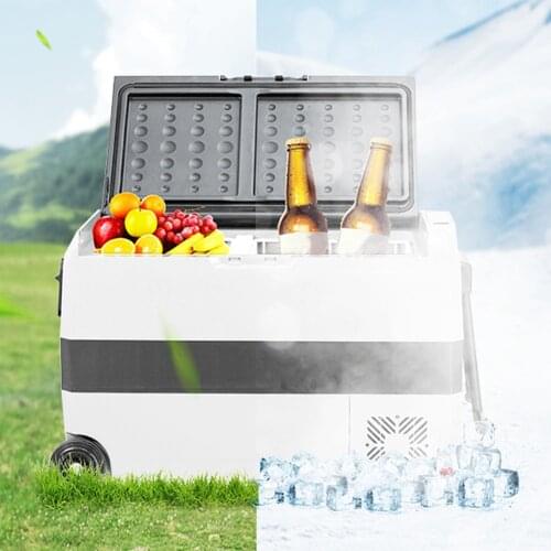 Portable Car Refrigerator Freezer Cooler Auto Fridge Compressor Quick Refrigeration Home Picnic Icebox with Roller