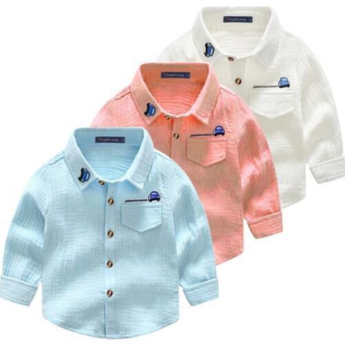 Boys shirt long-sleeve baby cotton shirt