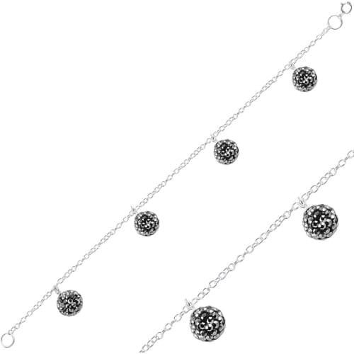 Silver 925 Sterling Zircon Ball Bracelet