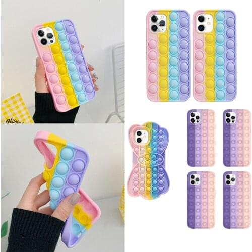 Silicone Anti-stress Protective Cover Relieve Stress Fidget Sensory Toy Bubble Soft Phone Case for iPhone 11/12 Pro Max