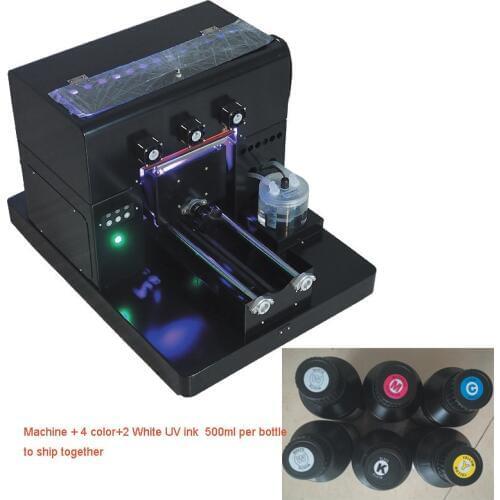 Inkjet A4 size L800/805 modified UV flatbed printer for plastic,TPU,Leater,wooden etc printing included 500ml*6/set UV ink