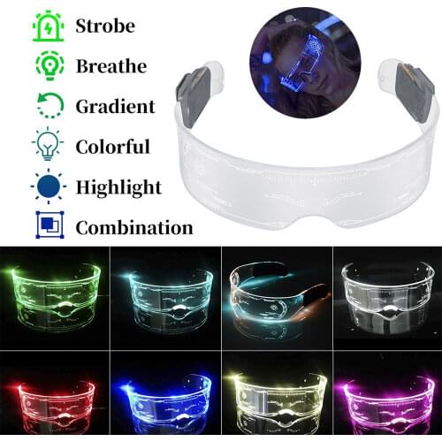 LED Luminous Glass Wire Neon Party Luminous LED Glasses Light Up Glasses Rave Costume Party Decor Festival Supplies DJ SunGlass
