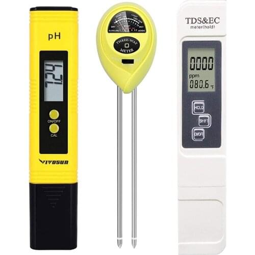 Hot PH Meter TDS and EC Meter Soil Tester Combo with Moisture Light PH Test for Home Garden Lawn Indoor and Outdoor Use