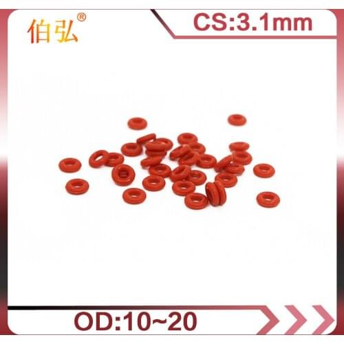 10PCS/lot Red Silicon O-Ring Silicone/VMQ CS3.1mm OD10/11/12/13/14/15/16/17/18/19/20mm Rubber O Ring Seal Gasket Rings Washer