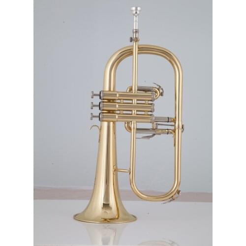 High Quality Bb Flugelhorn Bell Yellow Brass Plated Musical instrument Professional With Case Accessories Free Shipping