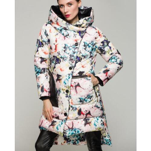 2020 Spring New Arrival Floral Printed Long Coat Women Fashion Thick Warm European Style Parka Women Free Shipping