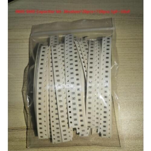 0805 SMD Capacitor assorted kit ,36values*20pcs=720pcs 1pF~10uF Samples Kit electronic diy kit 4.7PF 22PF 102 222 103 104 105