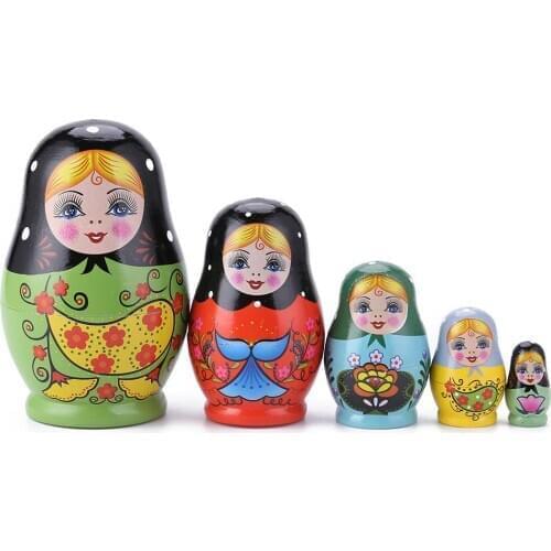 1 Set Nesting Dolls Color Painted Russian Matryoshka Doll Handmade Crafts Russian Nesting Dolls Baby Toy Girl Doll wholesale