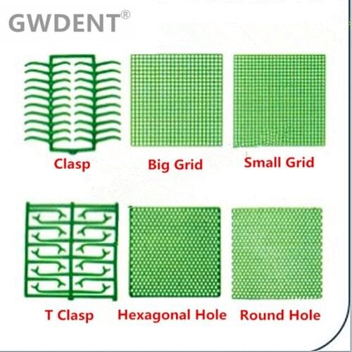 1 Box Dental Lab Material Dental Wax Mesh Wax Net Round Hole Square Grid Clasp Shape Wax Sheet For Cast Metal Partial Design