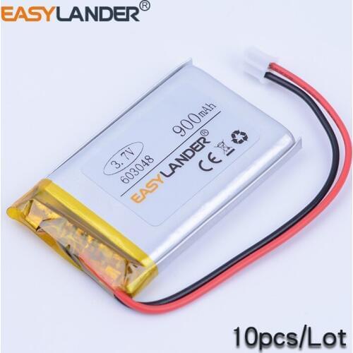 10pcs/Lot 603048 3.7V 900mAh Rechargeable li-Polymer Li-ion Battery For MP3 MP4 GPS PSP DVR DVD speaker 603049 602948