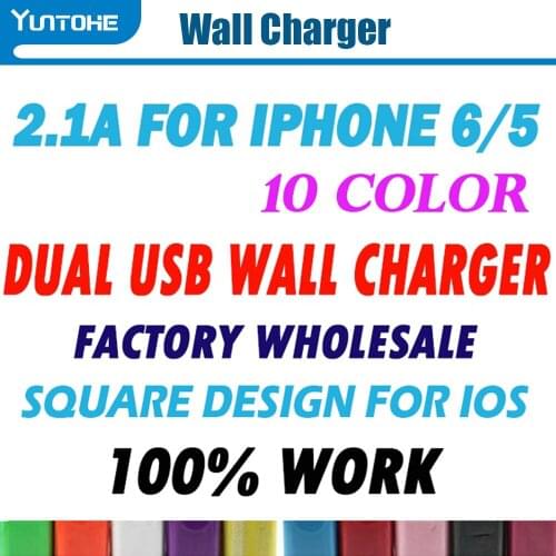 100pcs/Lot 2A Square Dual Wall US Plug Dual USB AC Power Adapter Wall Charger 2 Ports For All Phones iPhone Samsung HTC LG