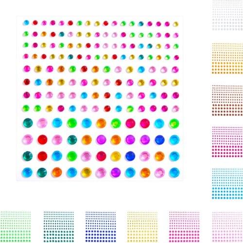 2 Sheet/344pcs Self-Adhesive Acrylic Rhinestone Stickers 3mm | 4mm | 6mm | Scrapbooking | DIY | Decorations | Childrens Toys
