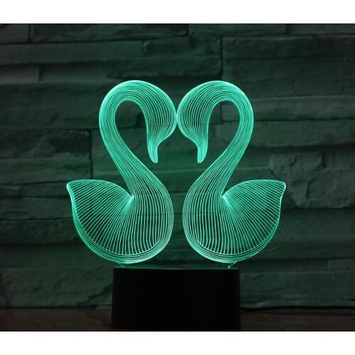 3D LED Lamp Two Swans Love Heart bedside 7 Color Changing Lampara Girl Child Kids Birthday Gifts USB 3D Night Light 955