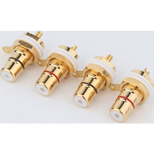 4pcs Preffair High Sale RS3011 Rhodium/Gold Plated Amplifier Speaker Binding Posts Terminal For Banana Plugs Connector